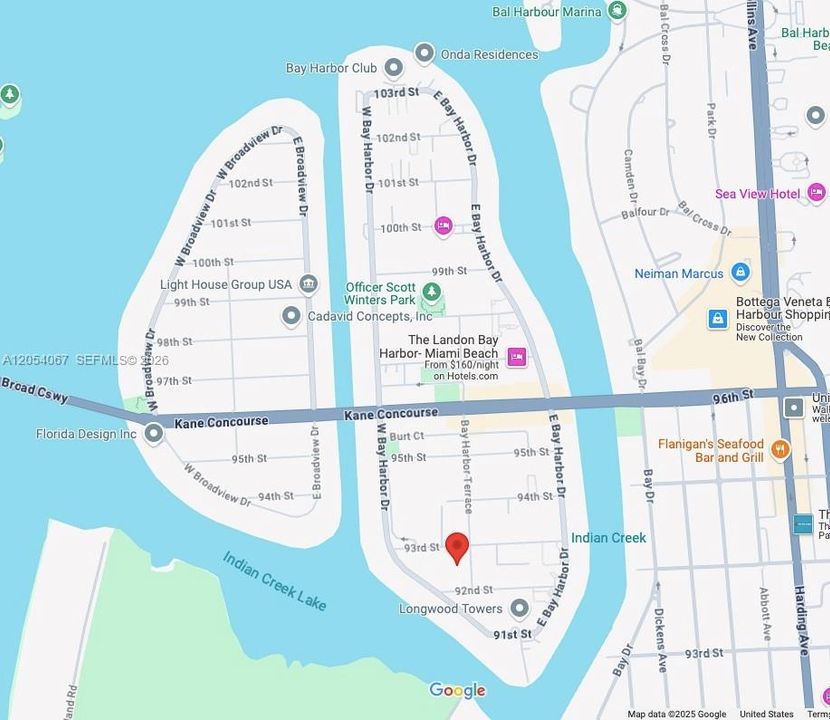 Bay Harbor Islands neighborhood and island layout