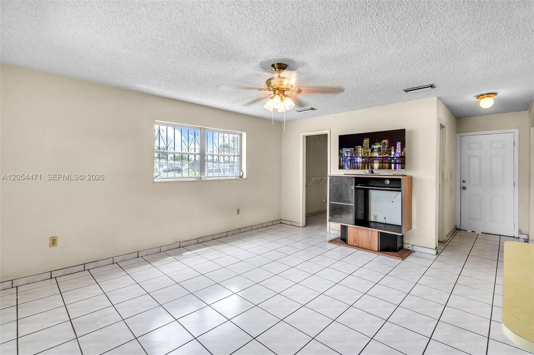 Family room with walk-in closet