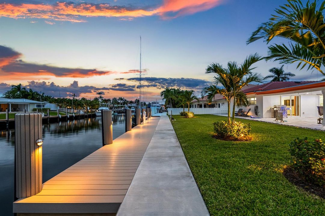 Illuminated Private Dock at Twilight