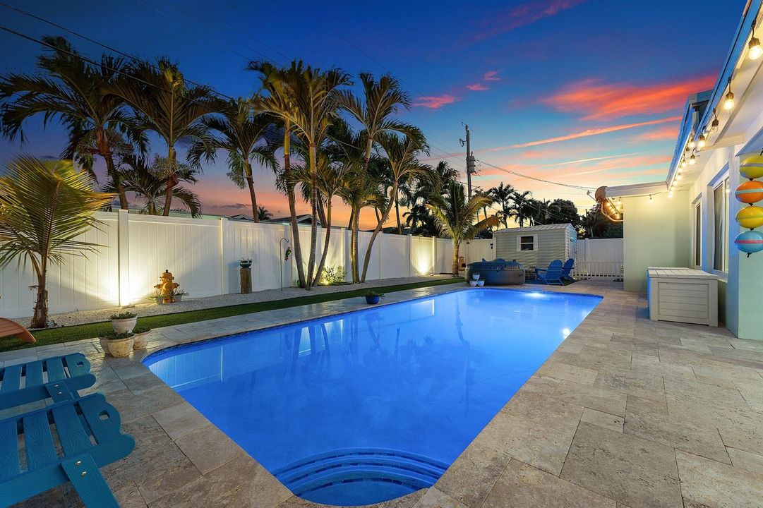 Expansive Travertine Paver Deck