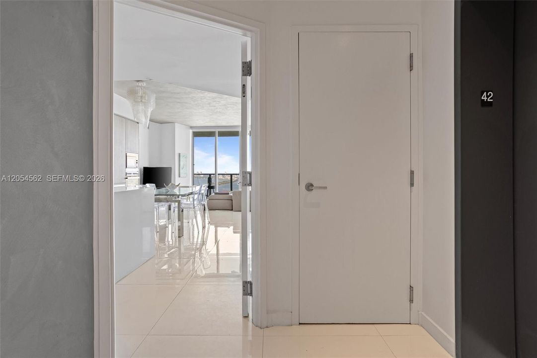 Private entry foyer opening into the open-concept living space