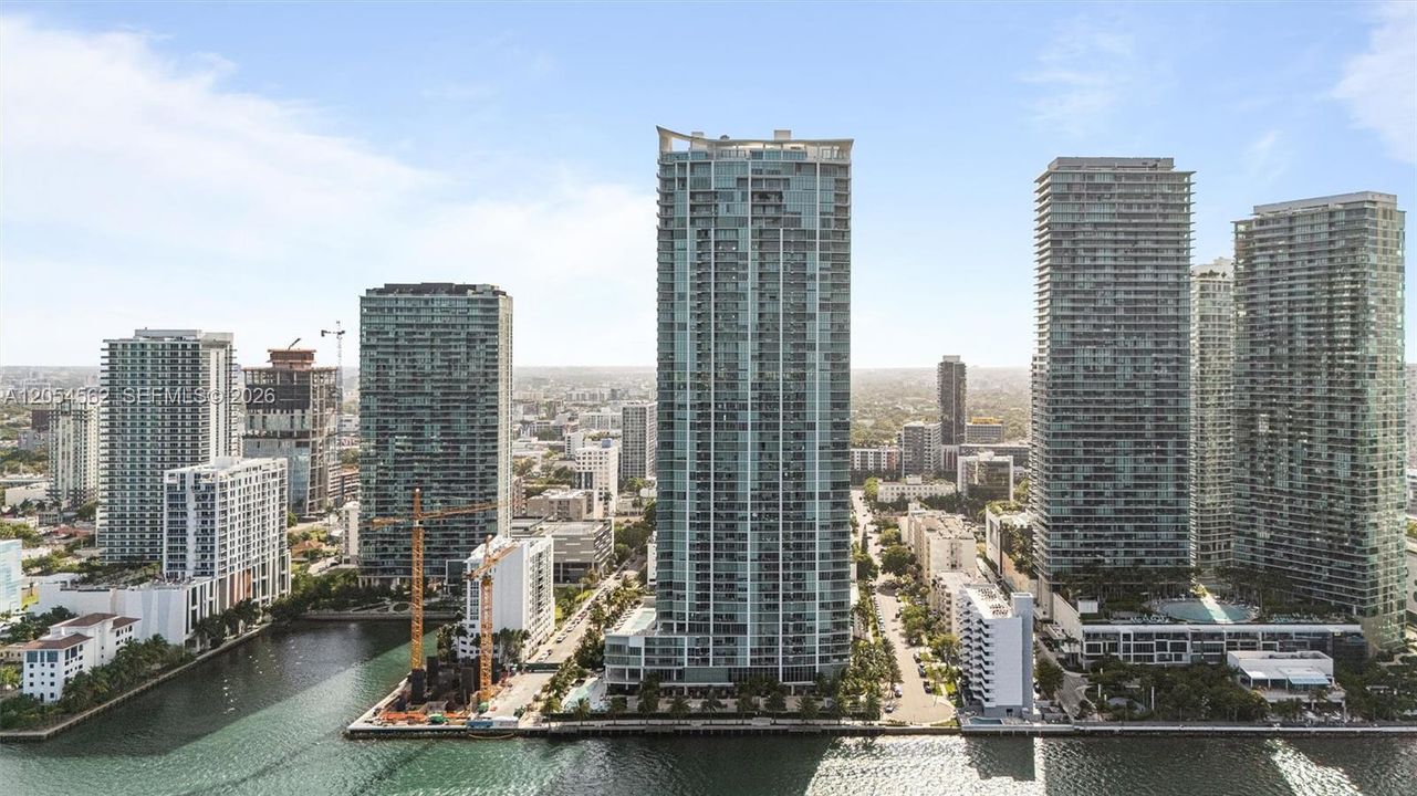 Sweeping Edgewater and Biscayne Bay panorama from the 42nd floor