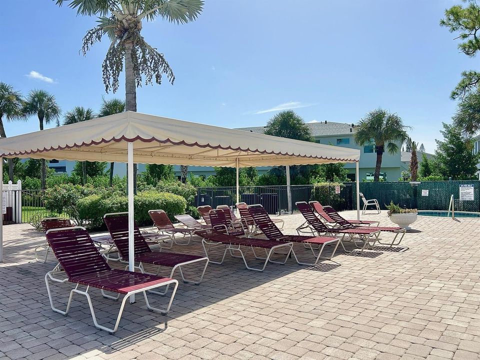 COVERED SEATING IN POOL AREA