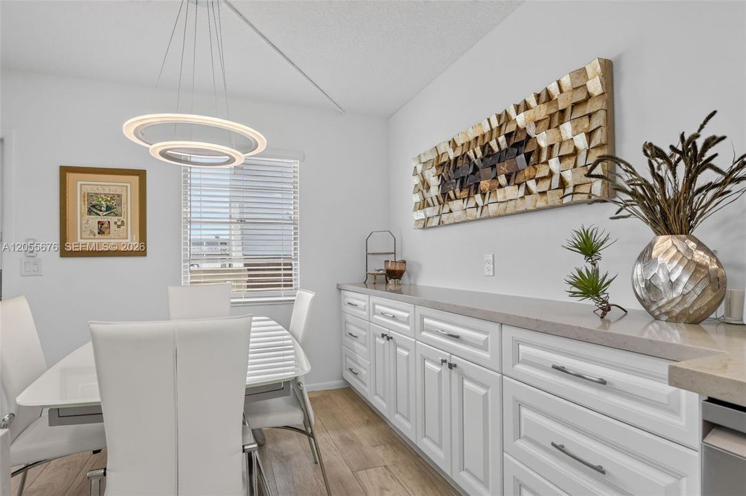 Beautiful lighting and storage.