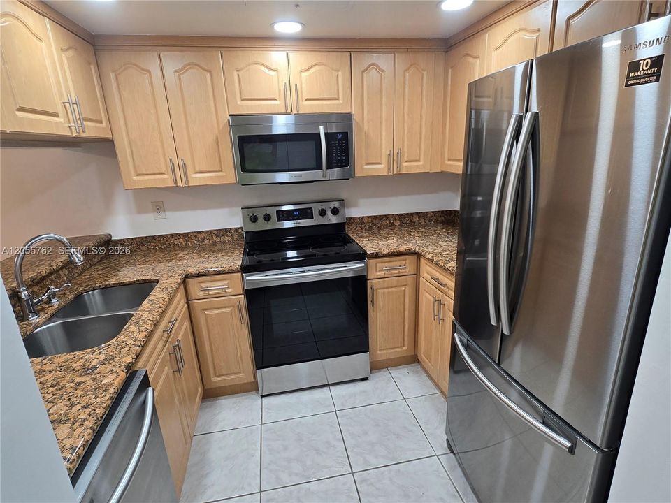 Stainless steel appliances only a few years old.
