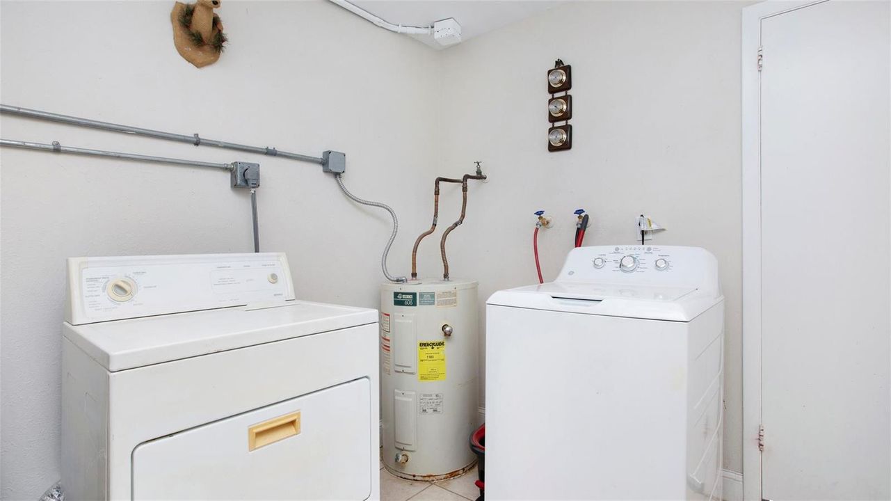laundry with newer hot water heater