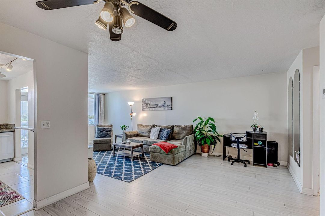 Dining room facing living area