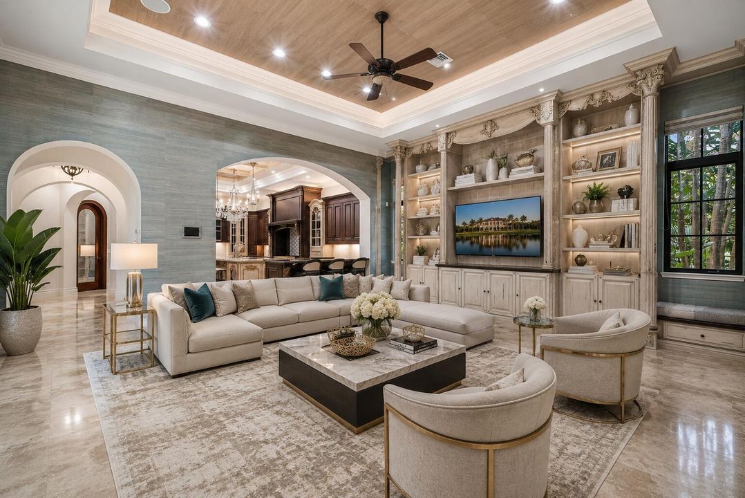 Digitally staged family room