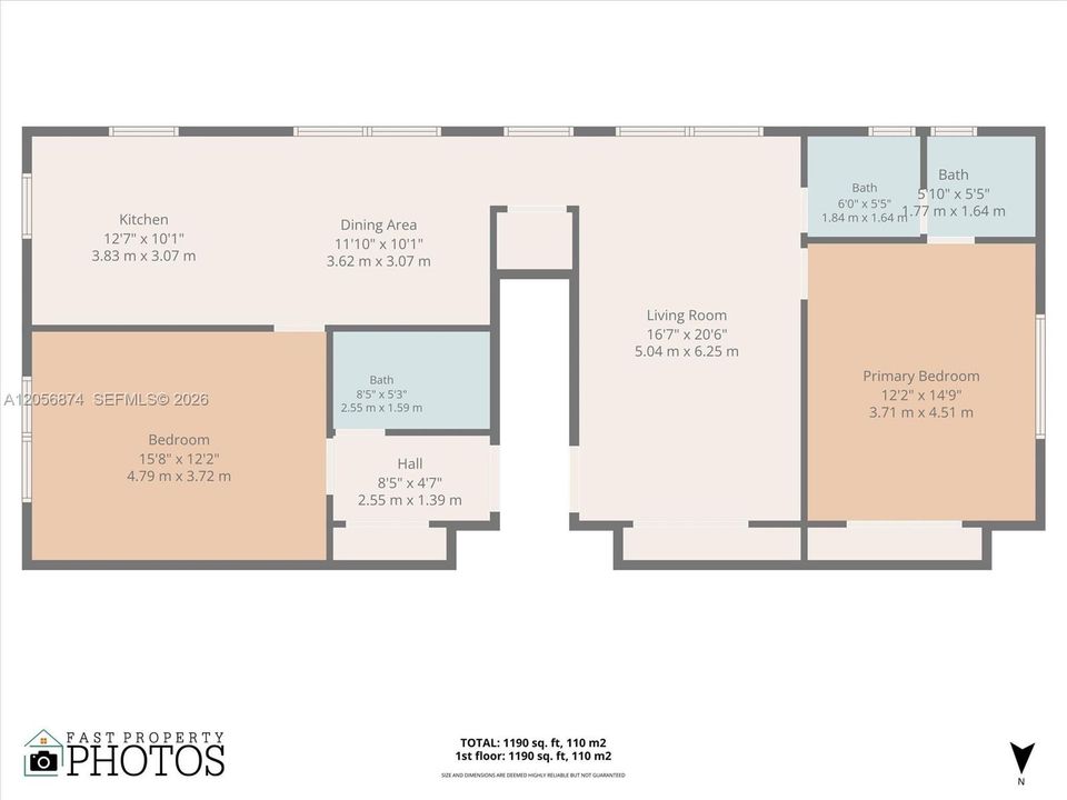 For Sale: $375,000 (2 beds, 2 baths, 1190 Square Feet)