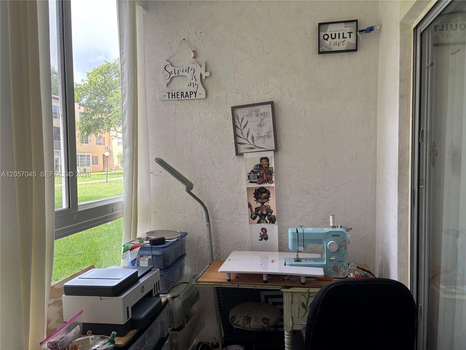 Enclosed patio used as an office