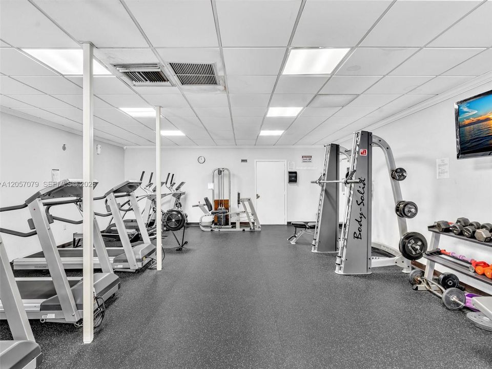 Fitness center weight training area