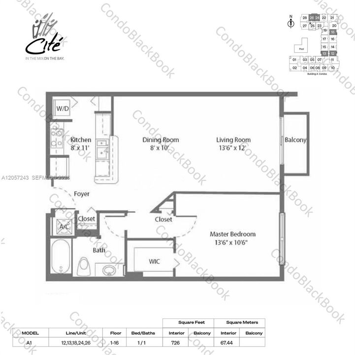 В аренду: $2,800 (1 спален, 1 ванн, 726 Квадратных фут)