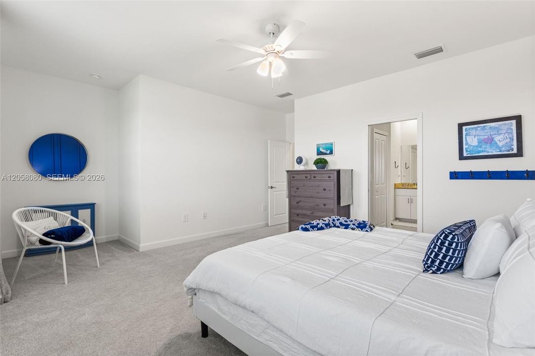 Private en-suite bath and generous TWO closet space HIS & HER complete this comfortable retreat