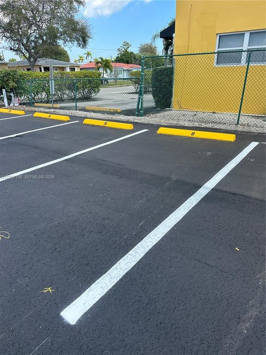 Parking lot recently repaved in 2026