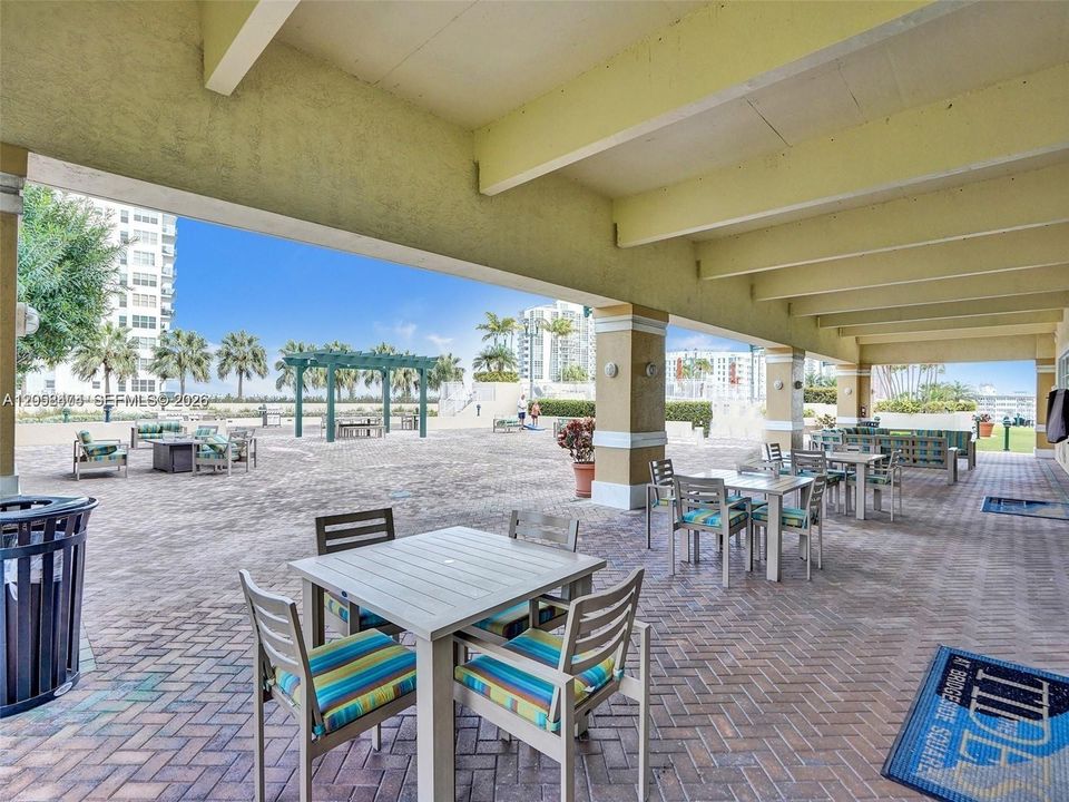 Sitting area next to clubhouse
