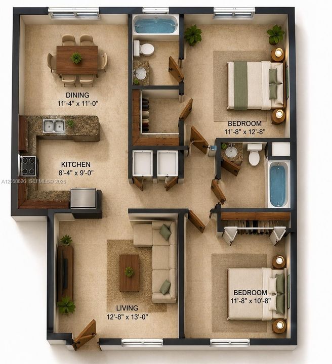 В аренду: $2,200 (2 спален, 2 ванн, 968 Квадратных фут)