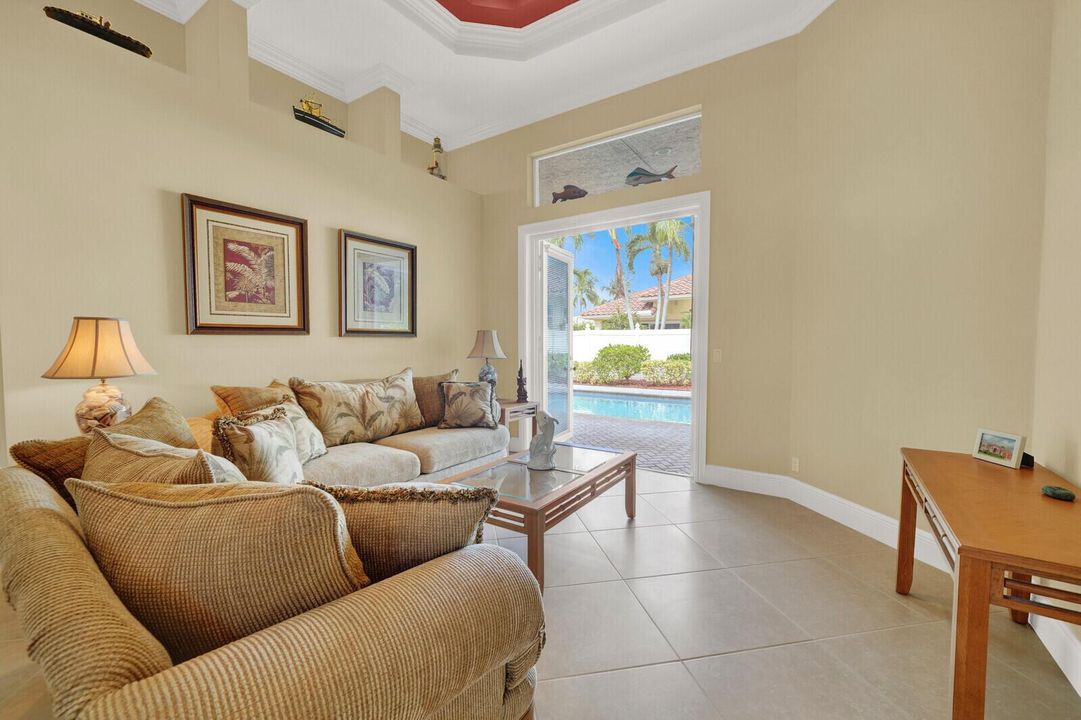 Overlooking the pool and garden