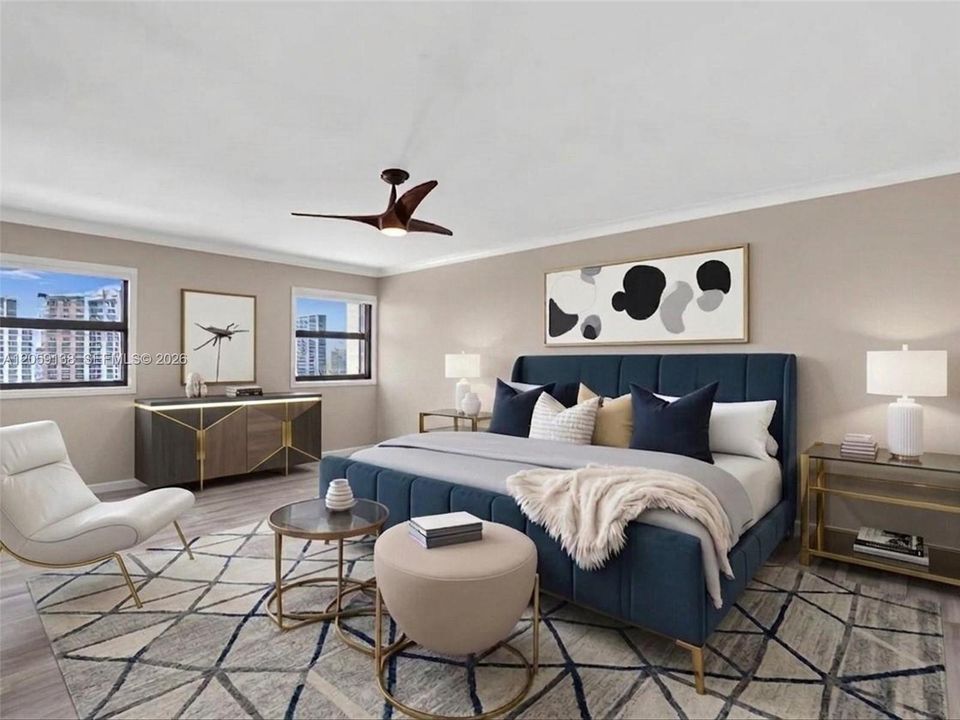 Staged master bedroom