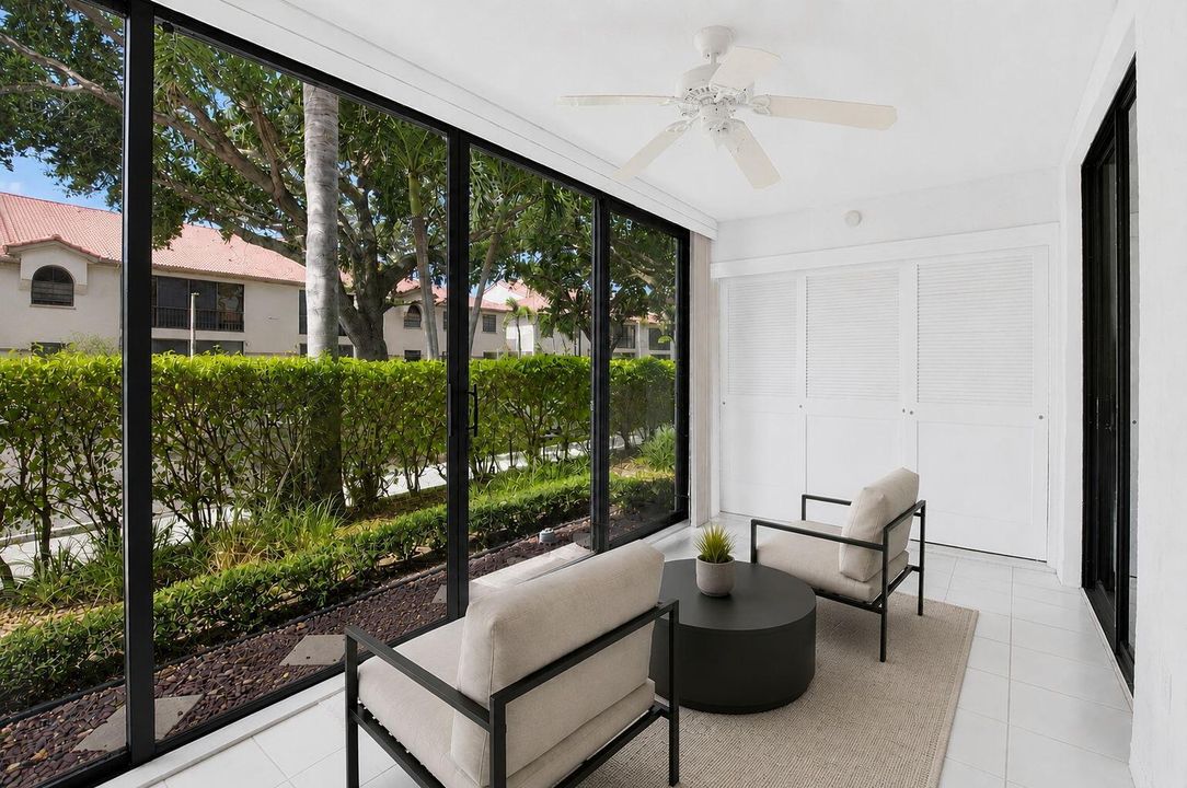 Virtually Staged Glass-Enclosed Patio