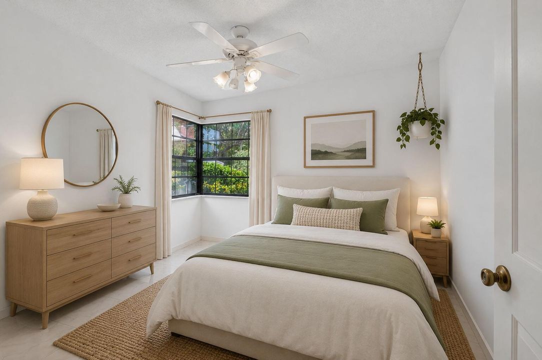 Virtually Staged Corner Bedroom
