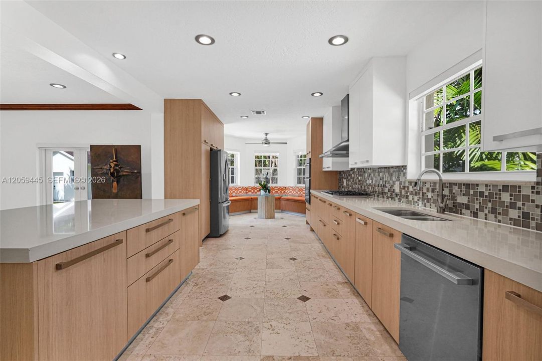 Chefs Dream Custom Kitchen | SS Appliances, Gas Cooktop, Breakfast Nook, Wine Cooler