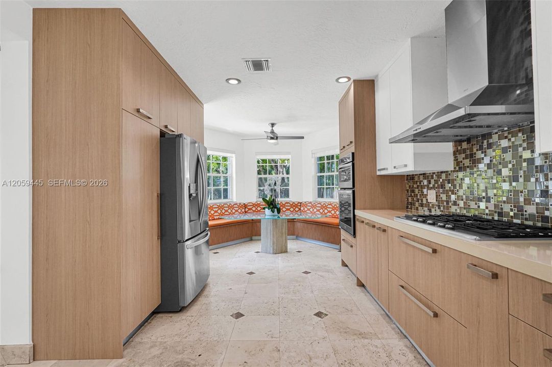 Chefs Dream Custom Kitchen | SS Appliances, Gas Cooktop, Breakfast Nook, Wine Cooler