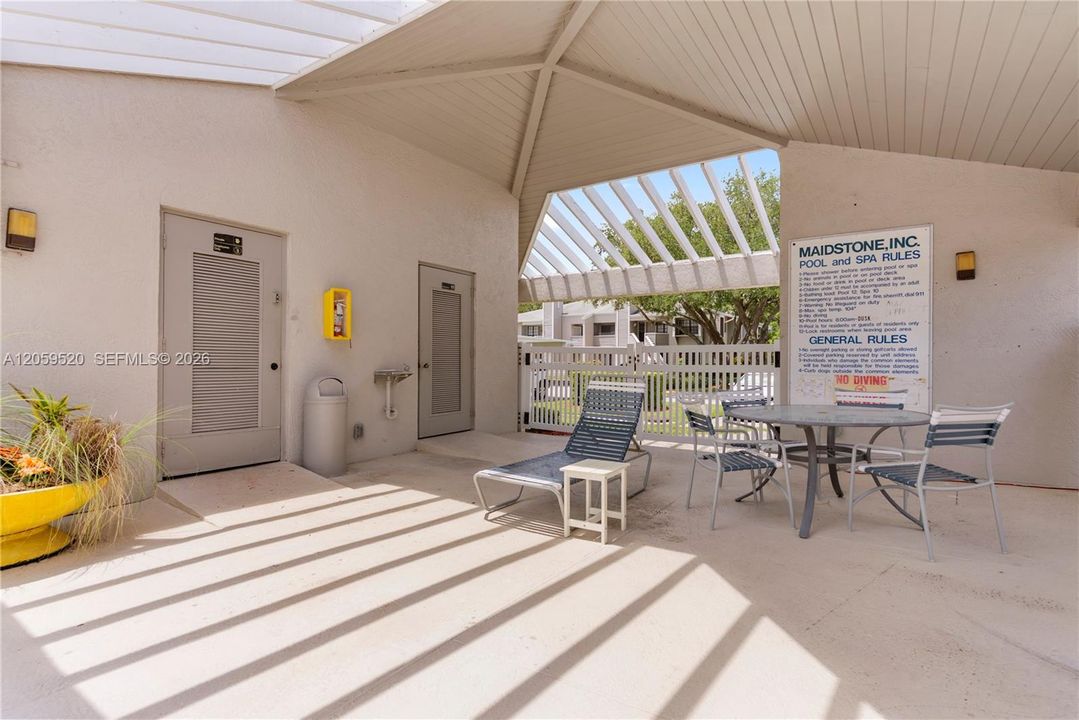 Community pool area and bathroom