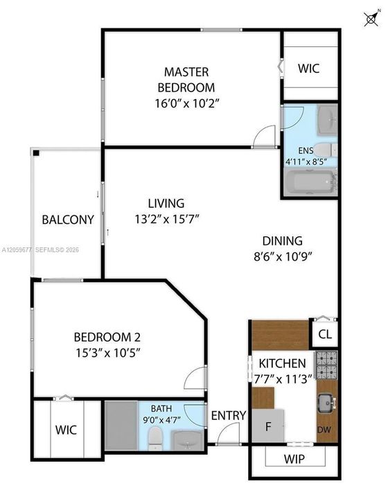 На продажу: $284,999 (2 спален, 2 ванн, 907 Квадратных фут)