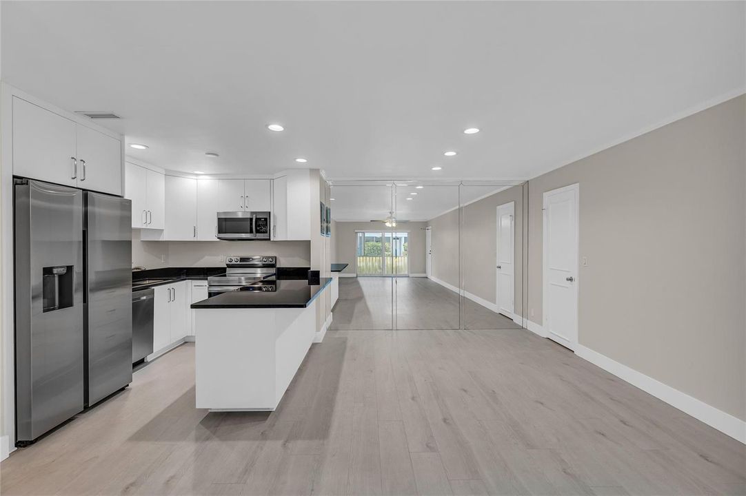 Dining area with large pantry closet
