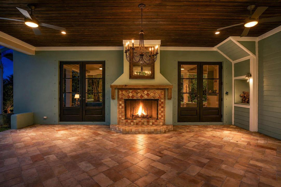 Covered rear patio & Fireplace