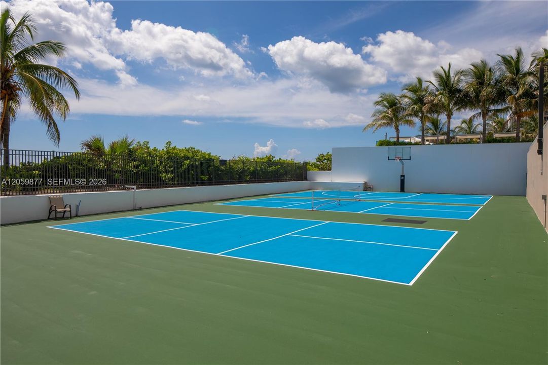 2 pickle board courts and a basketball court