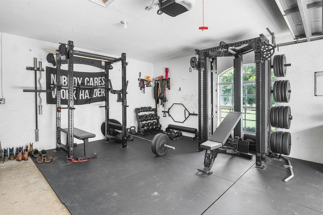 2 car garage/ workout space