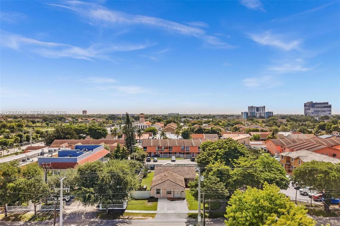 The lush foliage allows plenty of privacy between the commercial and residential areas of the neighborhood.