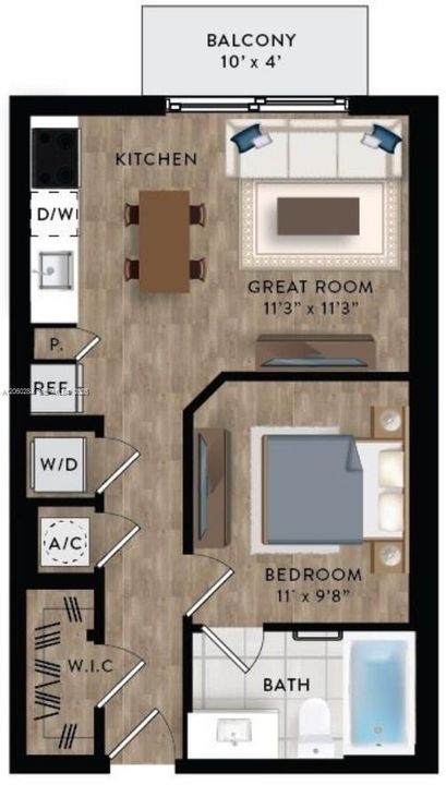В аренду: $2,973 (0 спален, 1 ванн, 540 Квадратных фут)