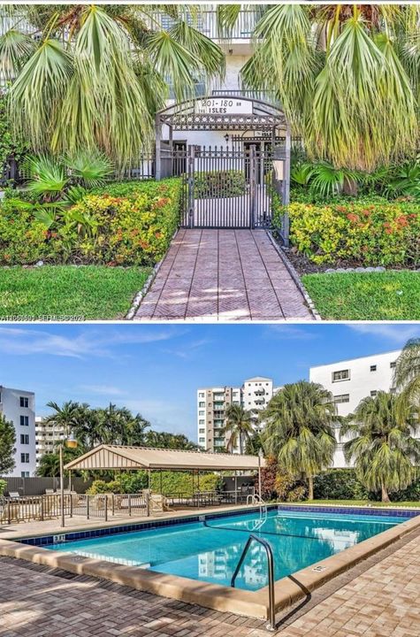 Entrance to the building & Pool