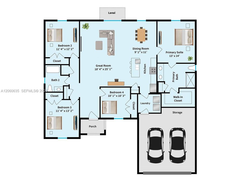 На продажу: $364,900 (4 спален, 2 ванн, 1787 Квадратных фут)