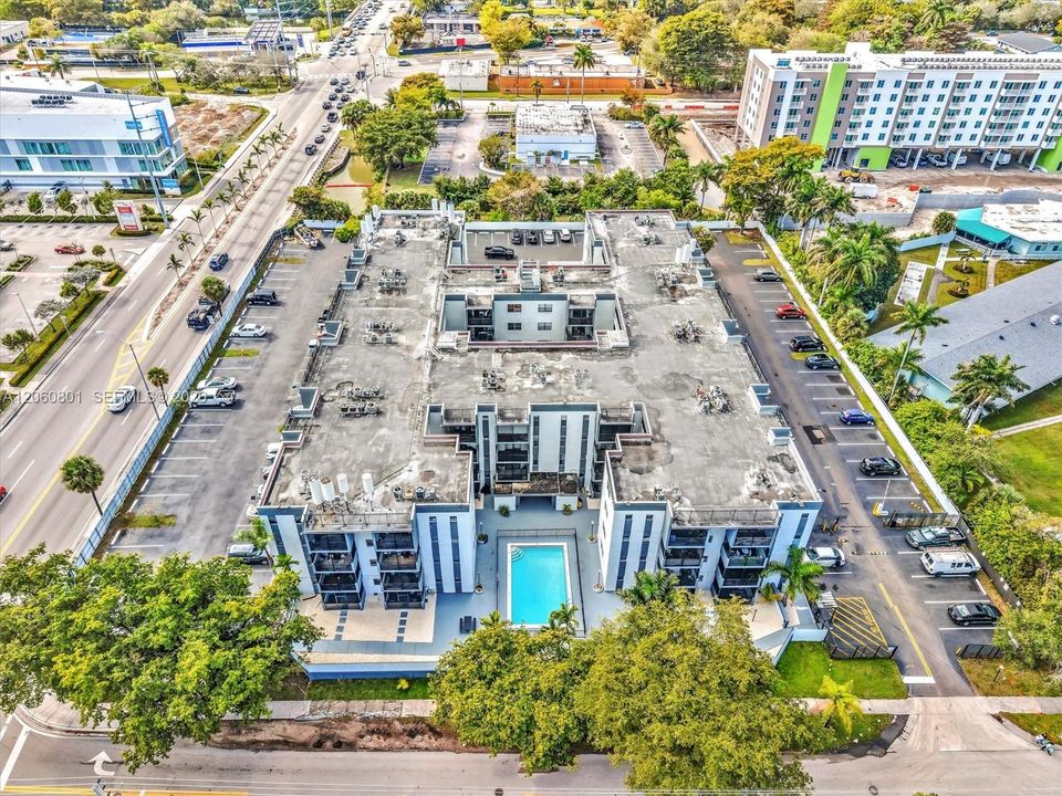 Aerial view of condo complex