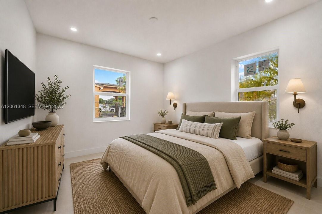 Virtually staged ne bedroom