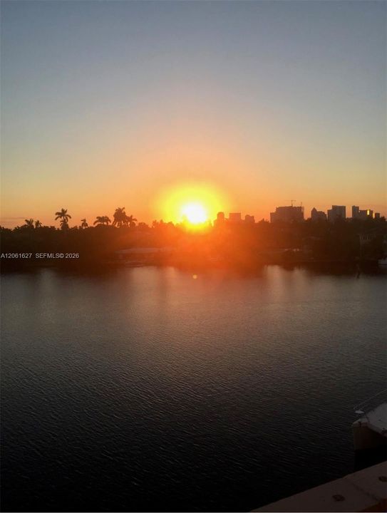 Sunset over the City Skyline.
