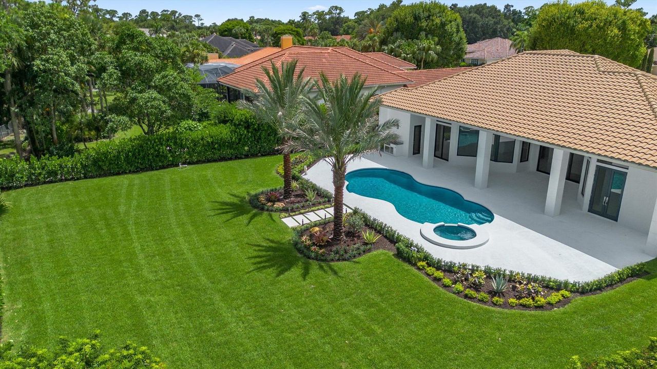 Manicured private back yard