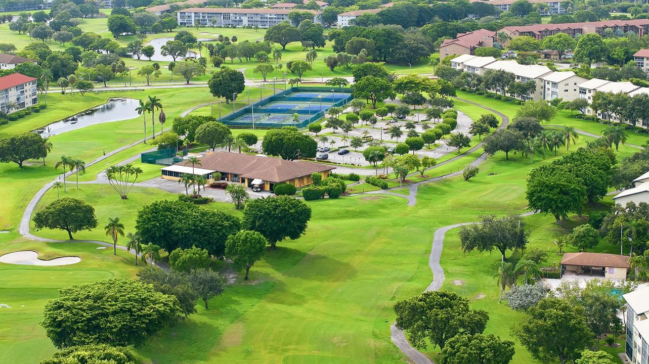 Golf Course, Clubhouse Amenities Aerial