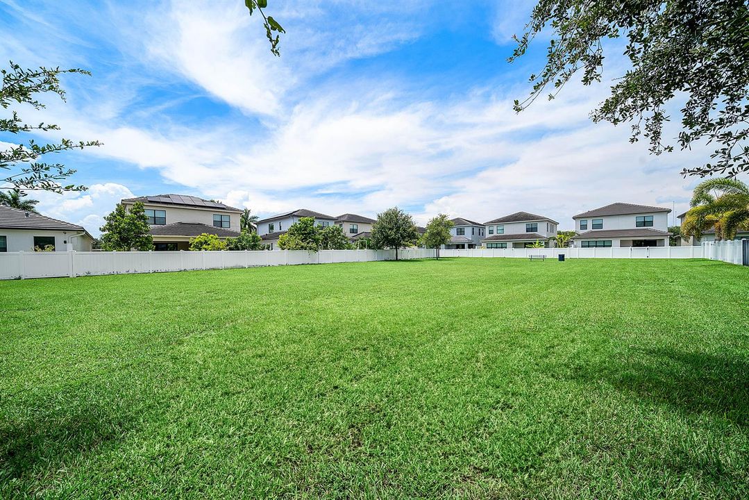 Green open space behind the house