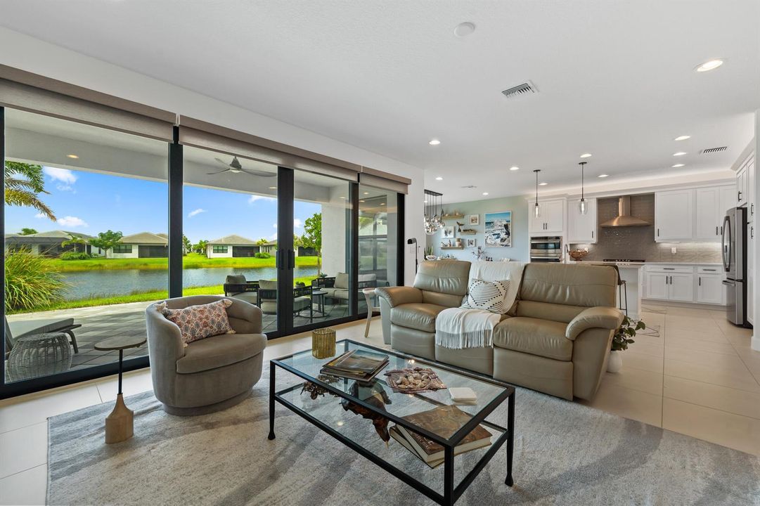 Living room overlooking lake