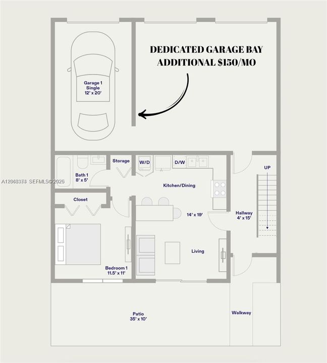 В аренду: $1,800 (1 спален, 1 ванн, 600 Квадратных фут)