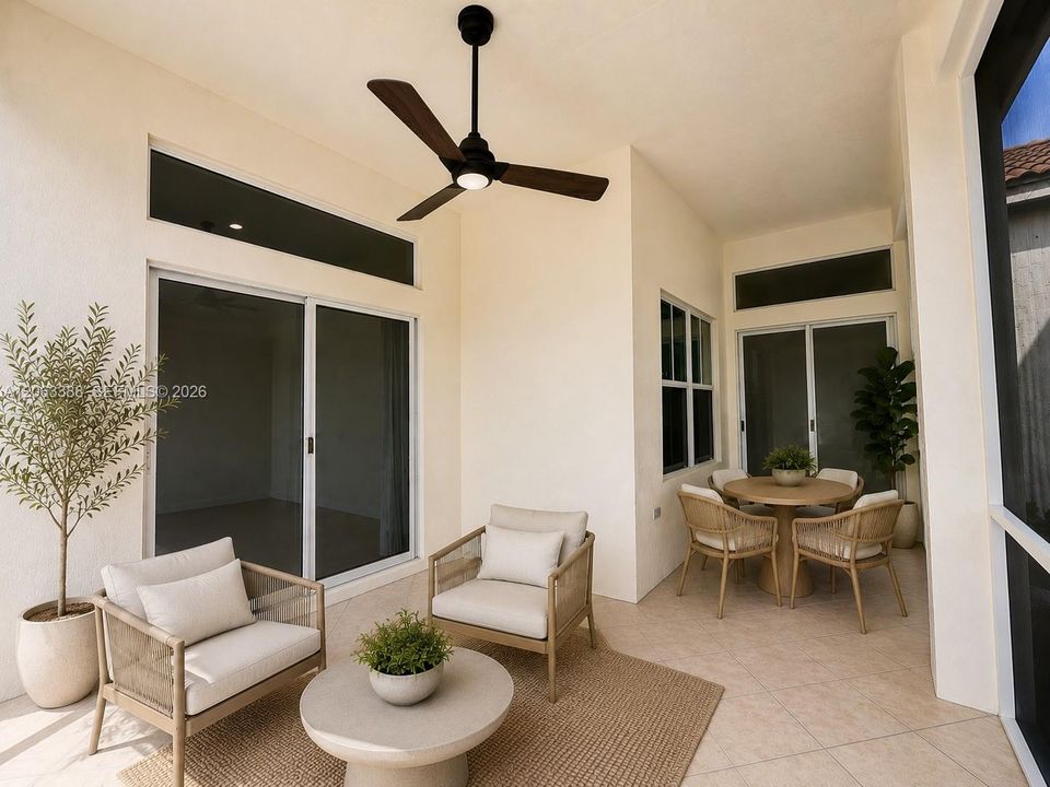 Interior of Screened Water Front Patio(Virtually Staged)
