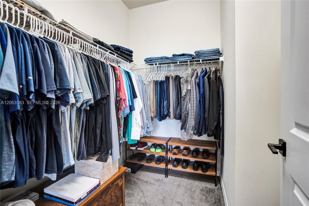 One walk in closet in the PrimaryBedroom