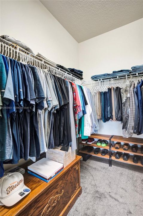 One walk in closet in the Primary