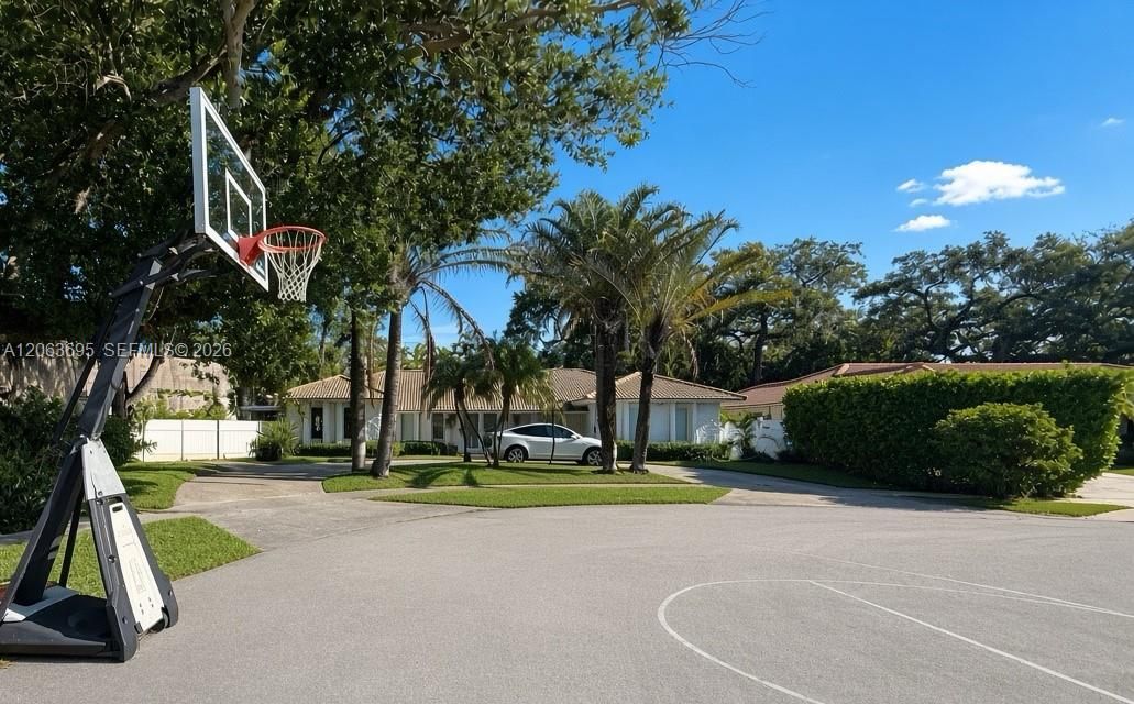 Cul-de-sac with basketball hoop