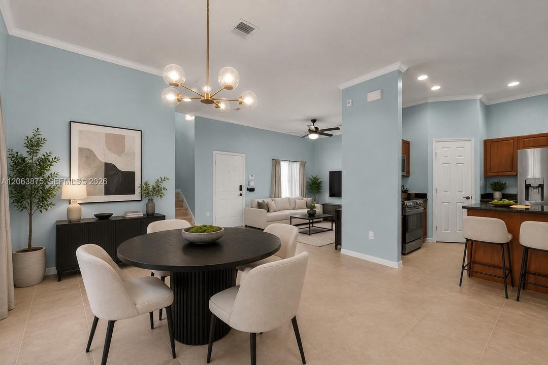 OPEN CONCEPT LIVING/DINING Staged