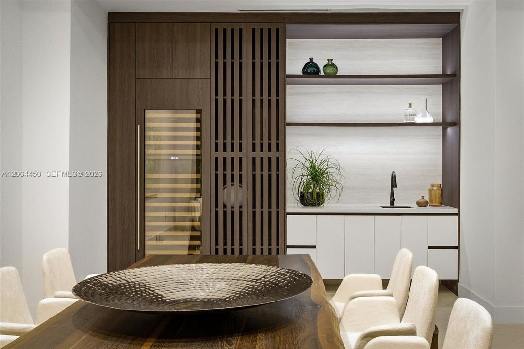 Breakfast nook next to the wine bar